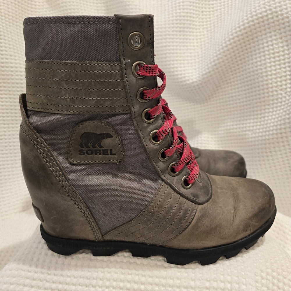 SOREL Lexi Wedge Casual Gray Hiking Boots - Women's 8